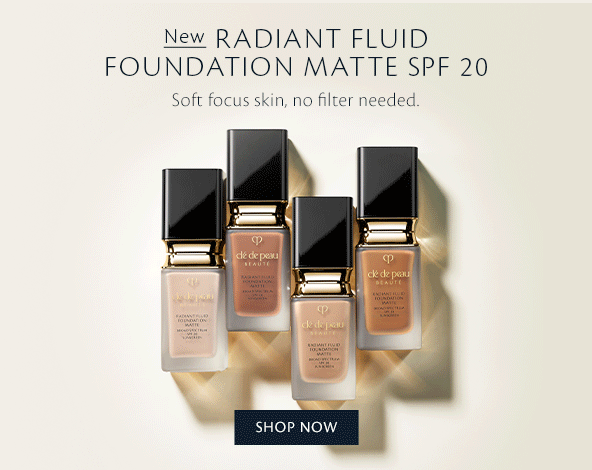 New Radiant Fluid Foundation Matte SPF 20. Shop Now.